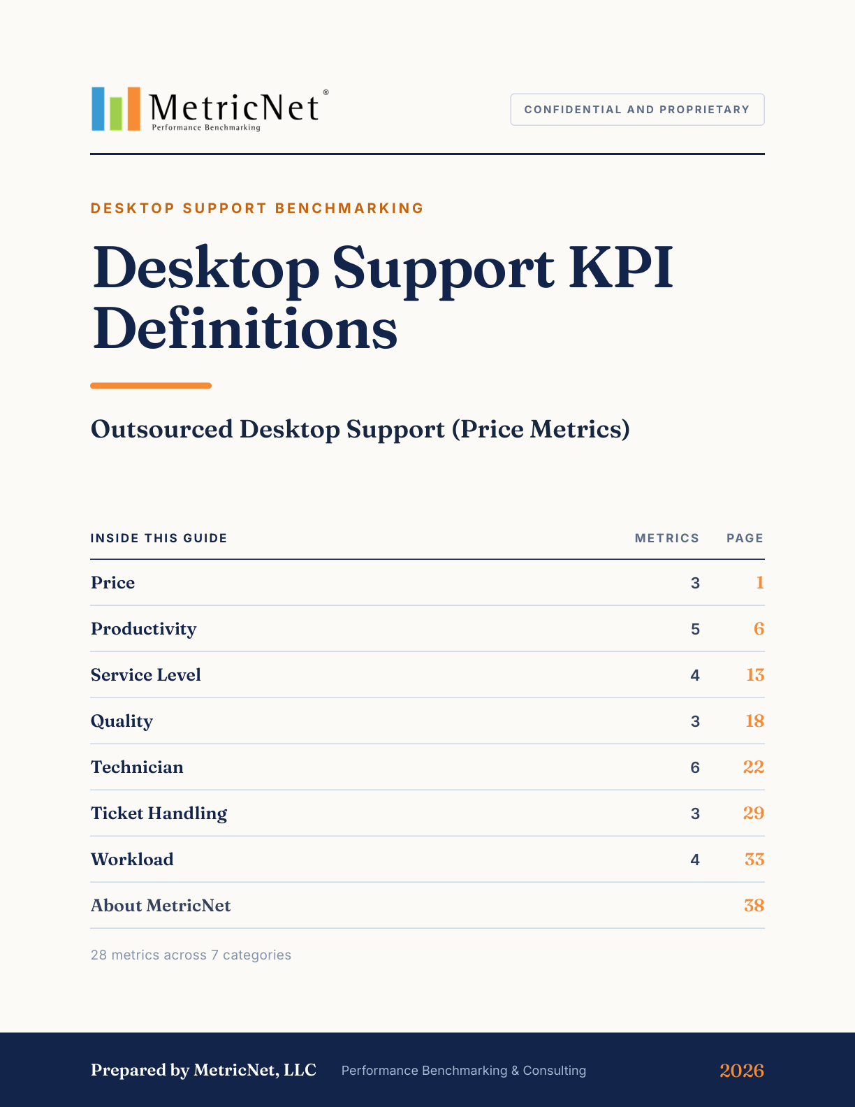 Outsourced Desktop Support KPI Definitions eBook from MetricNet